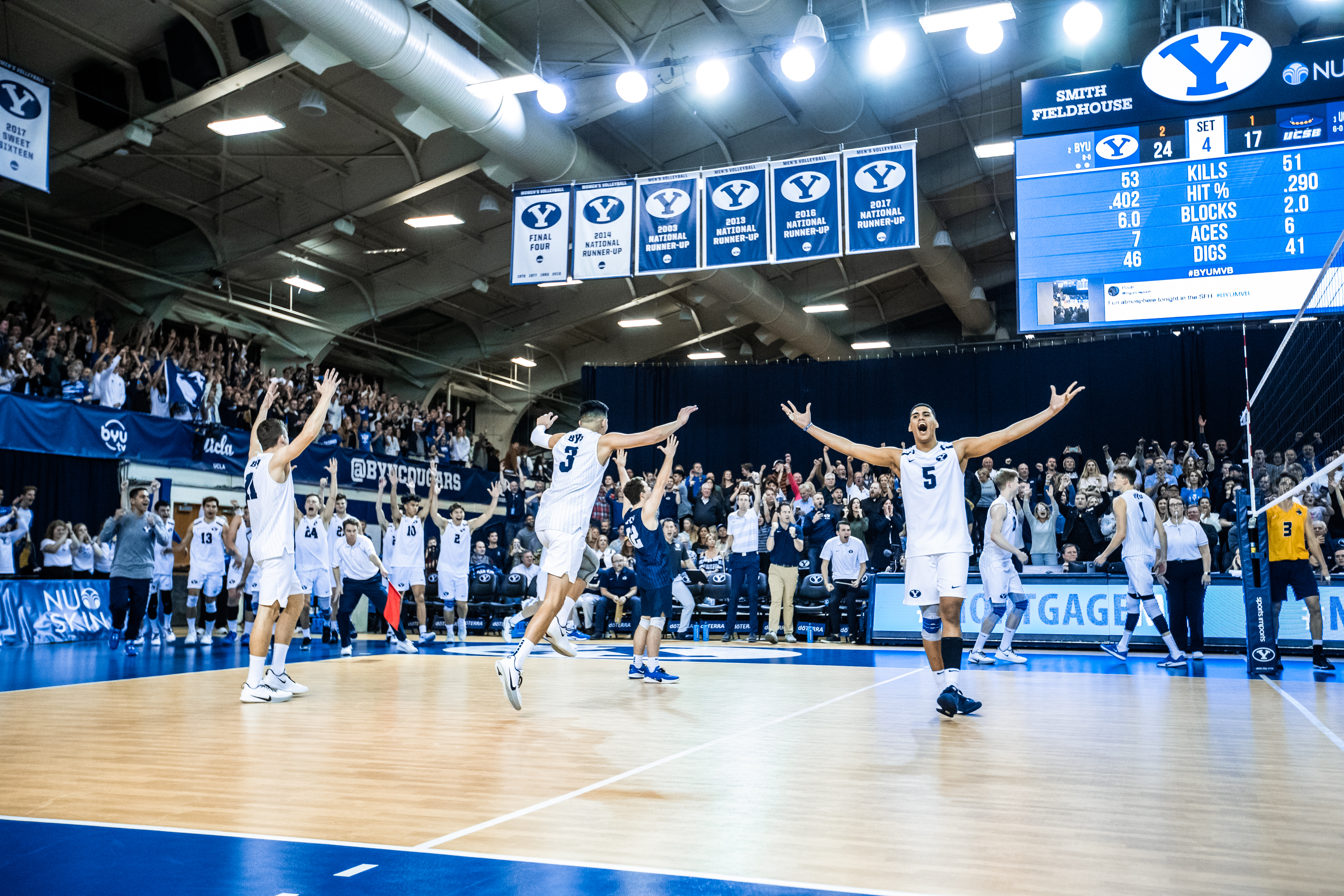 Players cheer on court 