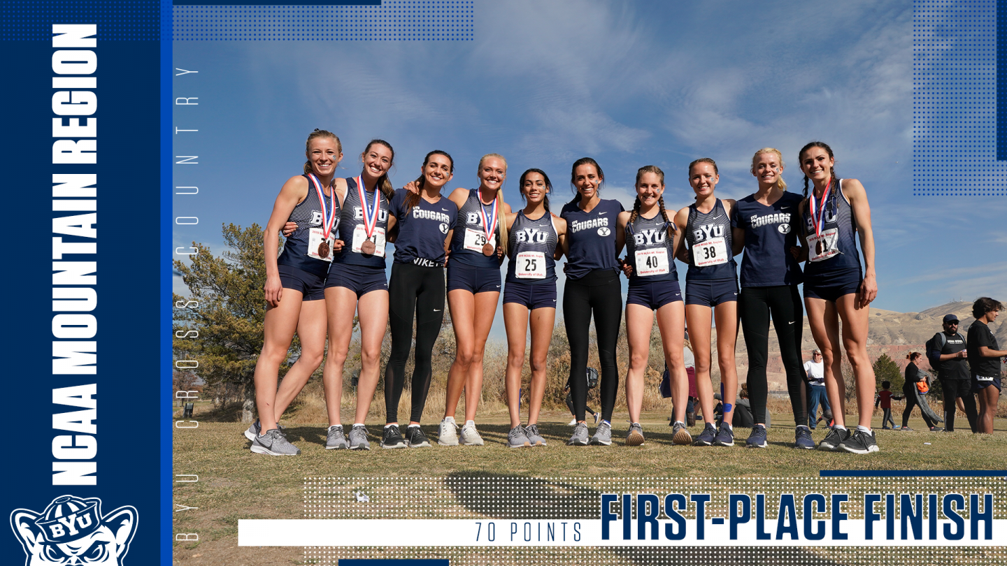 BYU women's cross country third place team finish graphic