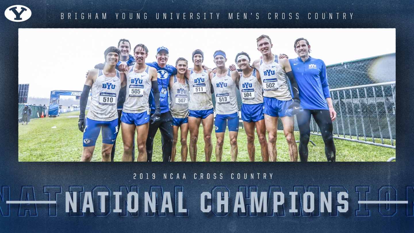 BYU men group photo after race