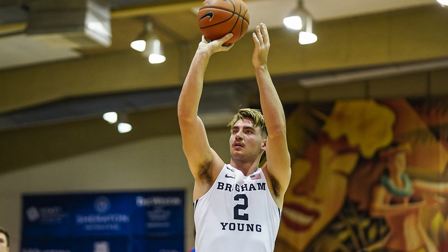 Zac Seljaas shoots a free throw against Kansas.