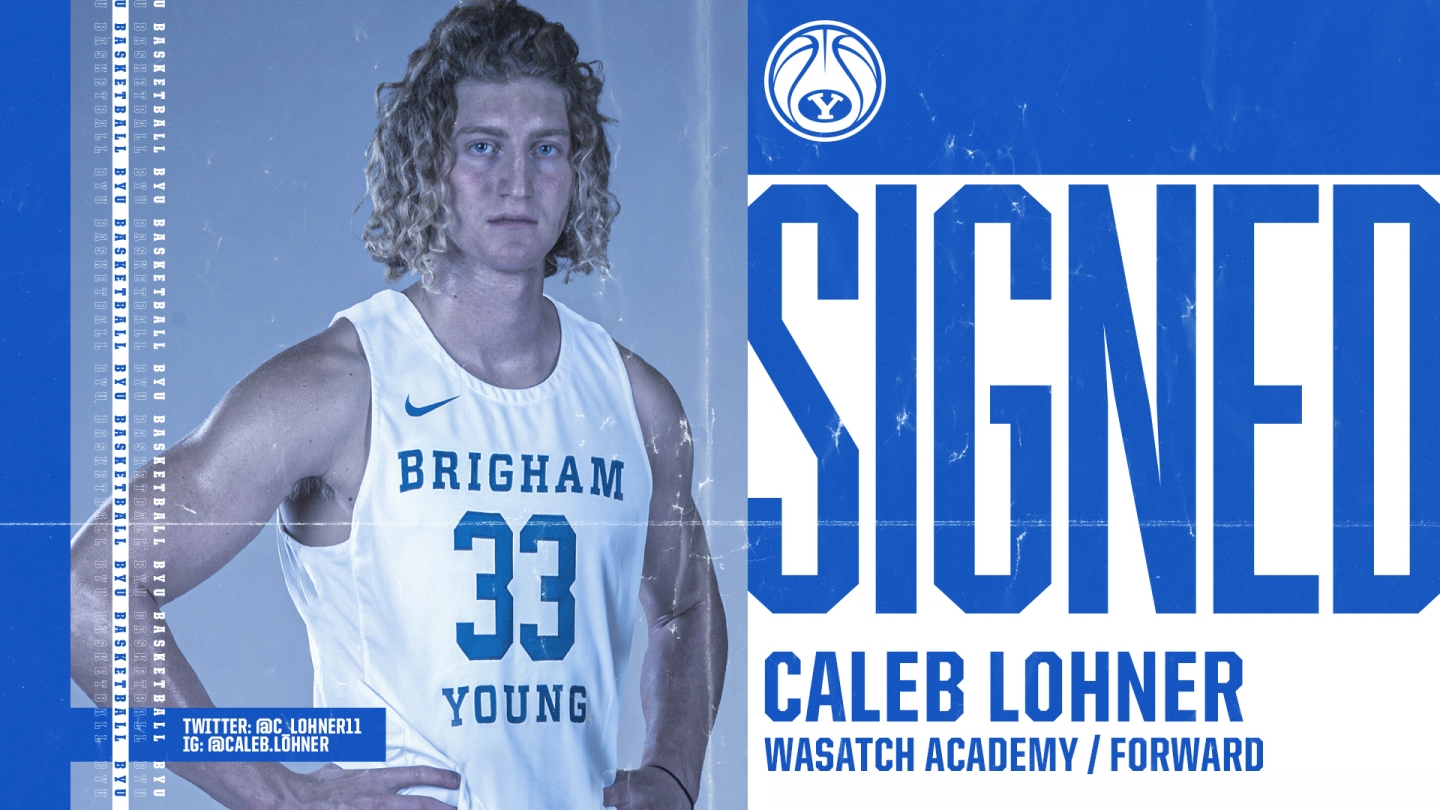 Photo of Caleb Lohner in a graphic layout announcing his signing